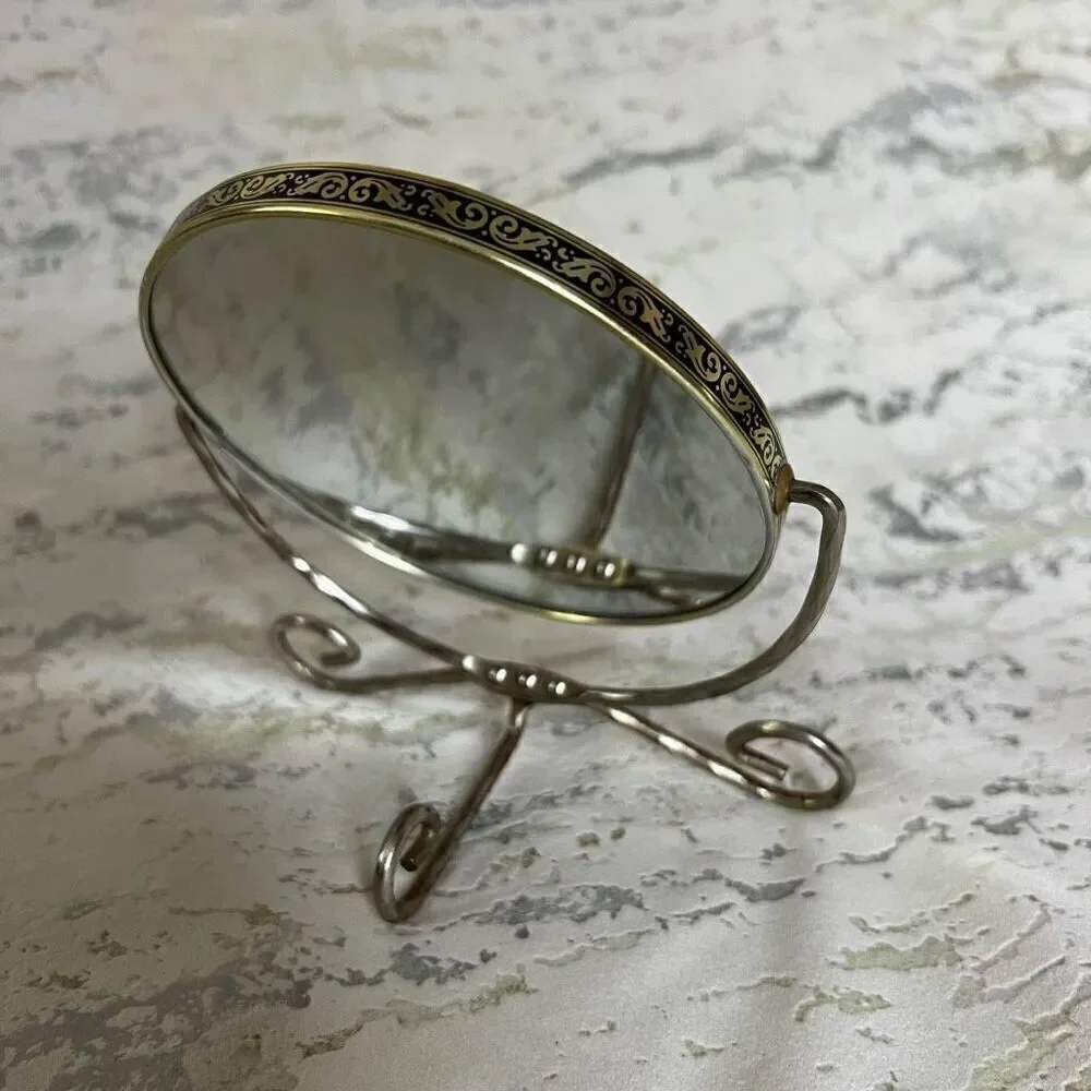 Vintage Double Sided Vanity Shaving mirror with magnifying side